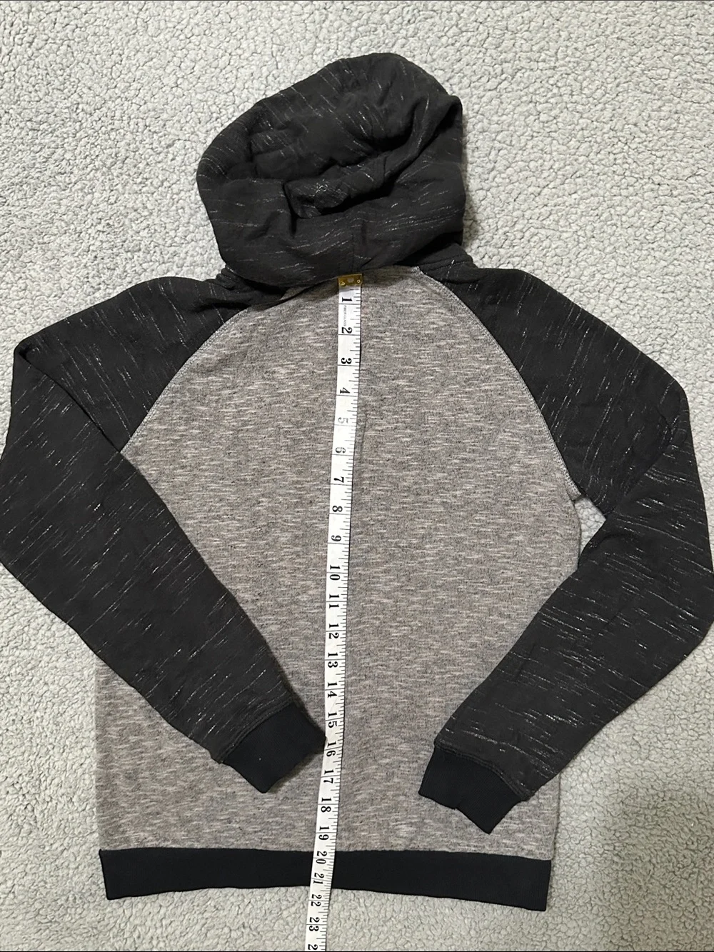 True Craft Boys Gray Black Full Zip Hoodie Jacket Size M 10/12 Colorblock